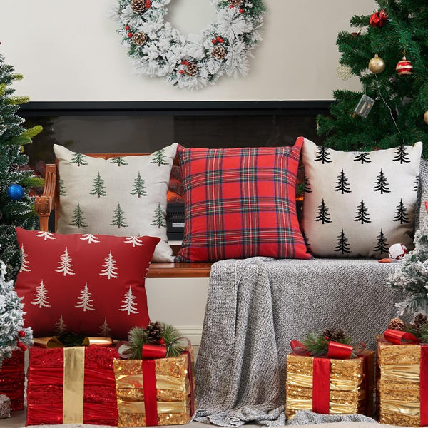 Christmas Tree Pillow Covers – 18x18" Set of 2 Decorative Winter Throws