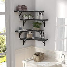 Corner Floating Shelves – Set of 4 Rustic Wood Wall Mounted Storage