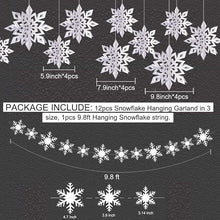 Winter Snowflake Decorations – 12PCS Garland & 12PCS 3D Glitter Snowflakes