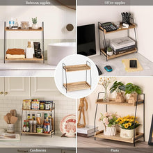 2-Tier Countertop Coffee Station Organizer – Wooden Shelf & Metal Frame