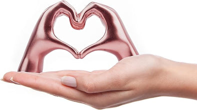 Small Heart Hands Sculpture Decor for Living Room Bedroom Bookshelf Coffe Table and Office Display, Love Finger Statue Modern Aesthetic Home Decor, Unique Gift for Wedding Christmas Birthday (Gold)