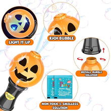 SpringFlower Halloween Bubble Blower Wand 2 Pack – Light-Up LED Pumpkin & Skull Bubble Maker Toys