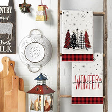 Set of 4 Christmas Kitchen Towels – Red & Black Buffalo Plaid Snowman Design (18x26