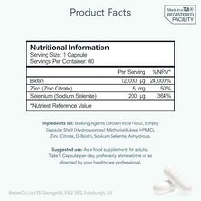 Bettervits Biotin 12,000mcg with Zinc & Selenium – 60 Tablets