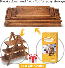 🍽️ Manspdier 3-Tier Wooden Serving Tray | Hand-Carved Platane