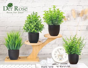 🪴 Der Rose 4-Pack Fake Plants – Small Artificial Eucalyptus in Black Pots
