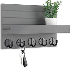 Key Holder for Wall with Shelf – Decorative Paulownia Wood Key