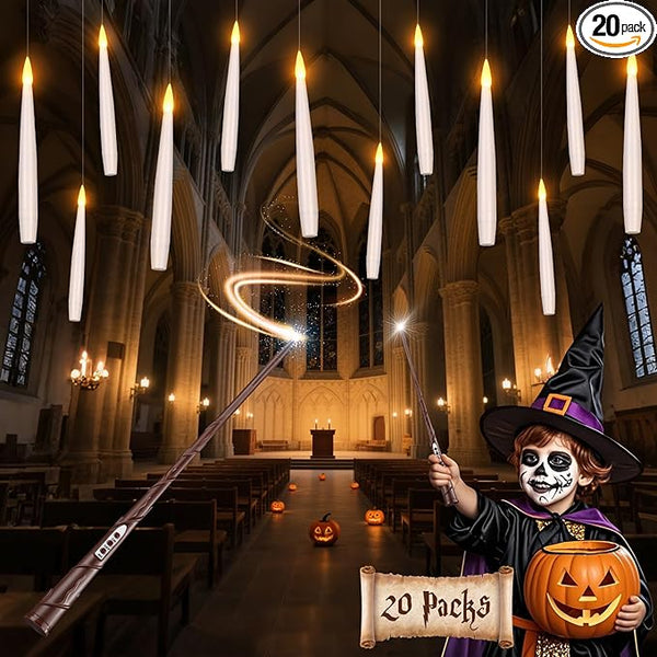 20Pcs Floating Flameless LED Candles with Magic Wand