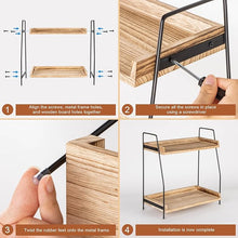 2-Tier Countertop Coffee Station Organizer – Wooden Shelf & Metal Frame