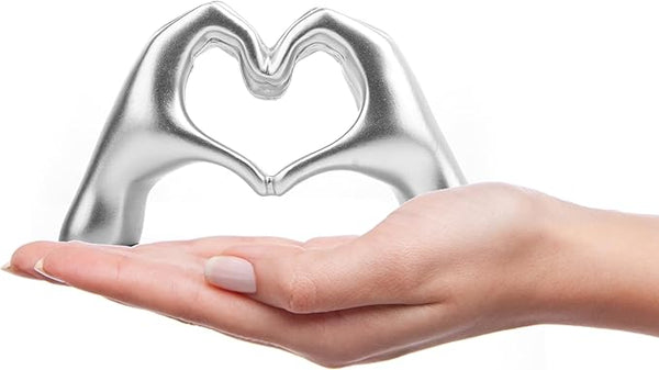 Small Heart Hands Sculpture Decor for Living Room Bedroom Bookshelf Coffe Table and Office Display, Love Finger Statue Modern Aesthetic Home Decor, Unique Gift for Wedding Christmas Birthday (Gold)
