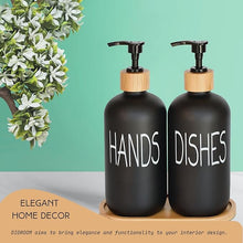 Matte Black Glass Soap Dispenser Set – 2 Refillable Bottles with Bamboo Pumps & Tray