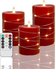 Red Flameless LED Candles – Set of 3 with Remote & Timer (4