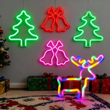🎄✨ Christmas Neon Sign LED Night Light – Tree, Reindeer & Stocking Shapes