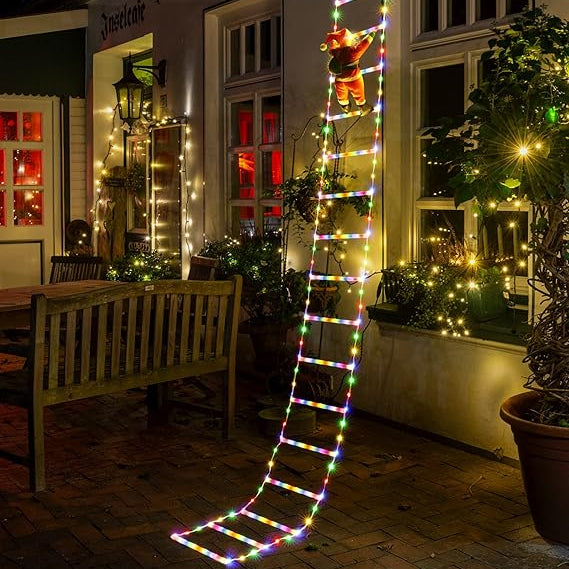 10FT LED Christmas Ladder Lights – Multicolor Santa Decorations