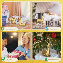 4PCS Christmas Reindeer Figurines – Mini Resin Deer Table Décor (Gold)