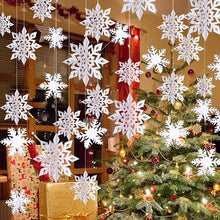Winter Snowflake Decorations – 12PCS Garland & 12PCS 3D Glitter Snowflakes