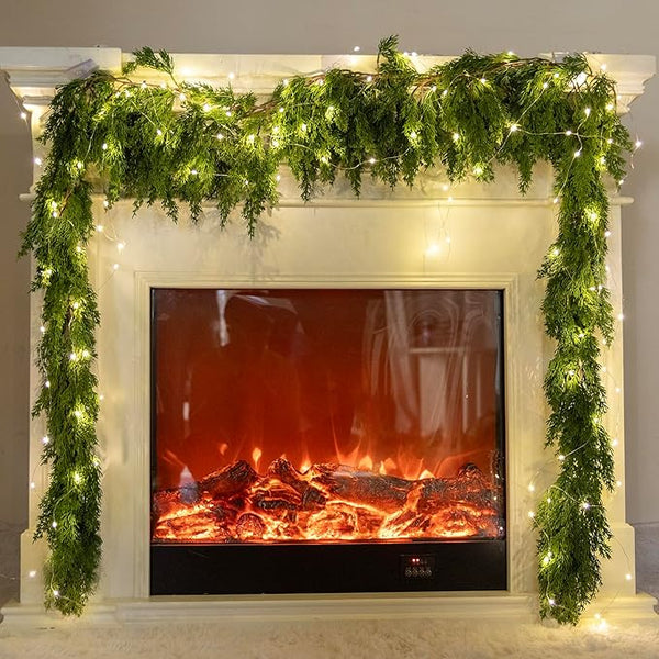 6FT LED Christmas Garland – Pine & Cypress Holiday Décor for Indoor & Outdoor