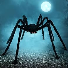 Realistic Black Spider with Adjustable Legs, Scary Outdoor & Indoor Decor for Yard