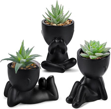 🌑 Der Rose 3pcs Fake Succulents – Black Aesthetic Artificial Plants