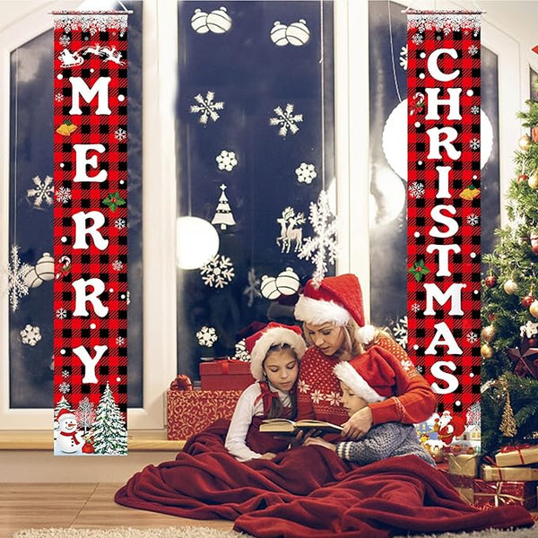 Merry Christmas Banner – Porch & Wall Holiday Sign for Indoor/Outdoor