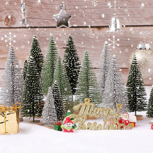 30PCS Mini Christmas Trees – Artificial Bottle Brush Trees with Wooden Base