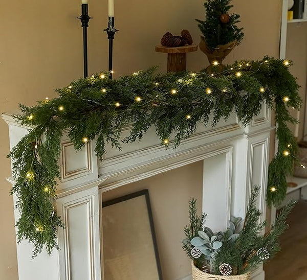 6FT LED Christmas Garland – Pine & Cypress Holiday Décor for Indoor & Outdoor