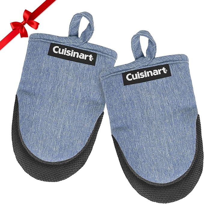 cuisinart handschuhe Cuisinart Mini Oven Mitts – 5.5” x 7” Heat-Resistant Kitchen Mitts for Oven with Non-Slip Neoprene Palm, Cotton Filling, and Fabric Loop – Durable