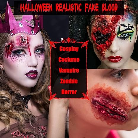 3PCS Halloween Fake Blood Makeup Kit – Coagulated, Spray & Dripping Realistic Blood