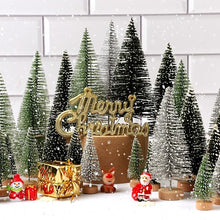 30PCS Mini Christmas Trees – Artificial Bottle Brush Trees with Wooden Base