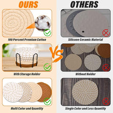 🧵 Mckanti Drink Coasters Set of 8 (4 Colors) – Absorbent Cotton Woven Coasters with Metal Holder