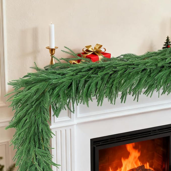 12FT Norfolk Pine Garland – Realistic Artificial Christmas Greenery (2x6FT)