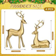 4PCS Christmas Reindeer Figurines – Mini Resin Deer Table Décor (Gold)