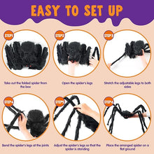 Realistic Black Spider with Adjustable Legs, Scary Outdoor & Indoor Decor for Yard