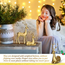 4PCS Christmas Reindeer Figurines – Mini Resin Deer Table Décor (Gold)