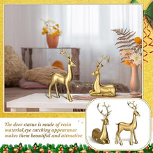 4PCS Christmas Reindeer Figurines – Mini Resin Deer Table Décor (Gold)