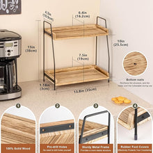 2-Tier Countertop Coffee Station Organizer – Wooden Shelf & Metal Frame