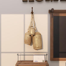 Set of 3 Gold Metal Cow Bells – Tibetan-Inspired Decorative XL Bells (10