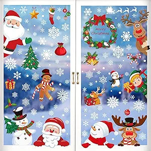 Christmas Window Clings – Snowflake & Holiday Stickers (9 Sheets)
