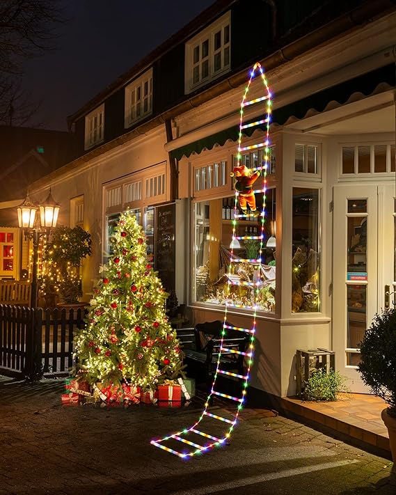 10FT LED Christmas Ladder Lights – Multicolor Santa Decorations