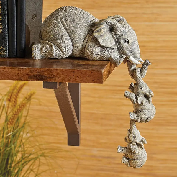 3-Piece Elephant Hanging Decor – Adorable Resin Craft Set