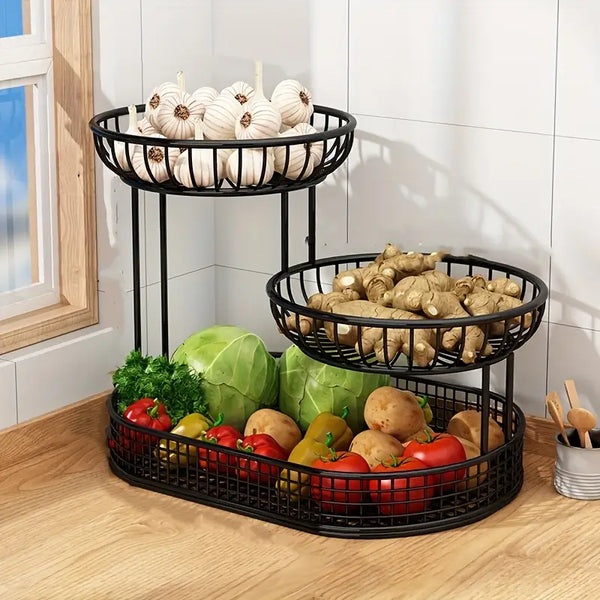 Multi Tier Gold Wire Fruit Basket – Elegant & Sturdy Storage