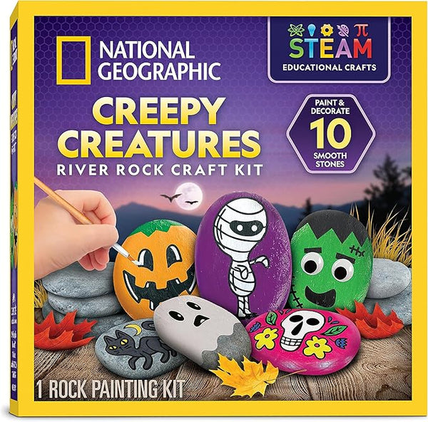 Halloween Arts & Crafts Set for Kids, Decorate 10 River Rocks with Paints
