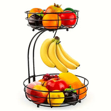 2-Tier Carbon Steel Fruit Basket with Banana Hanger