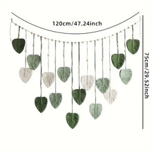 Bohemian Macrame Leaf Wall Art – Green Polyester Feather Tapestry