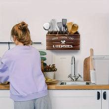 3-Compartment Wooden Utensil Holder