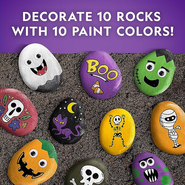 Halloween Arts & Crafts Set for Kids, Decorate 10 River Rocks with Paints