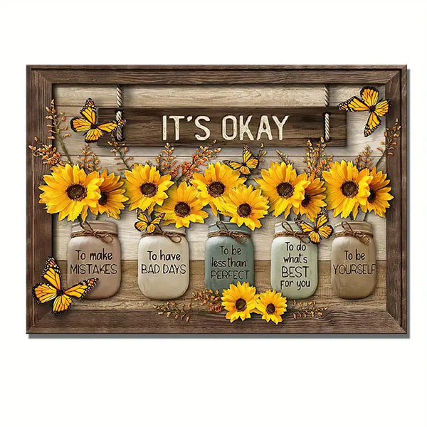 IT'S OKAY Sunflower Canvas Wall Art – Perfect for Home & Holiday Decor