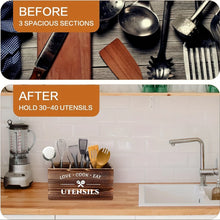 3-Compartment Wooden Utensil Holder