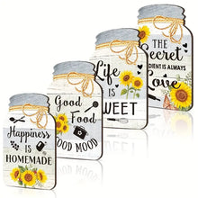 4-Piece Sunflower Wooden Signs – Rustic Kitchen & Wall Decor
