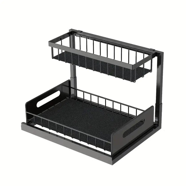 2-Tier Pull-Out Under Sink Organizer – Space-Saving Metal Storage Rack
